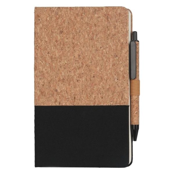 BORSA – eco-neutral Set of A5 Cork Fabric Hard Cover Notebook and Pen