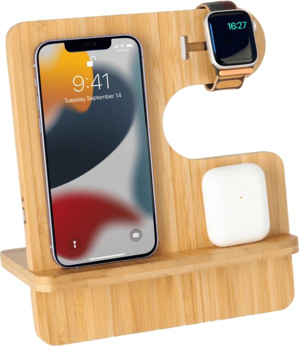 TRABEN – eco-neutral 3-in-1 Bamboo 10W Simultaneous Charging Station